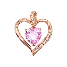 10K Gold Over Sterling Silver Pendant with Pink Sapphire and White Topaz
