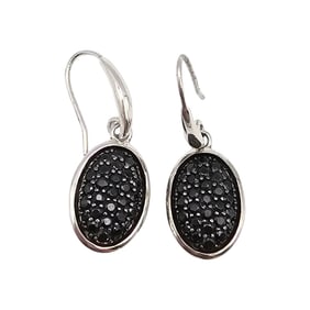 PAJ Onyx Oval Sterling Silver Earrings, 3.7 G