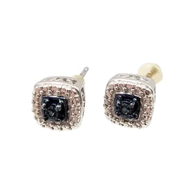 JWBR Blue and White Diamond Earrings in Sterling Silver, 1.8 G