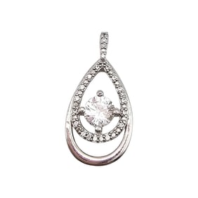 Sterling Silver White Topaz Pendant, 2.3 G