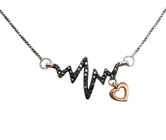 Diamond Sterling Silver Necklace with Heart Accent