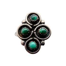 Vintage Zuni Sterling Turquoise Snake Eye Ring Sz 8.5