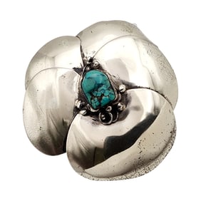 Navajo Sterling Turquoise Pansy Brooch