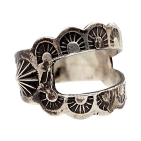 Navajo Sterling Stamped Ring Sz 7.75
