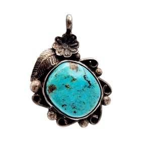 Vintage Navajo Sterling Turquoise Pendant