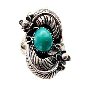Vintage Navajo Sterling Turquoise Ring Sz 7