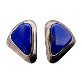 Signed Navajo Sterling Lapis Lazuli Earrings