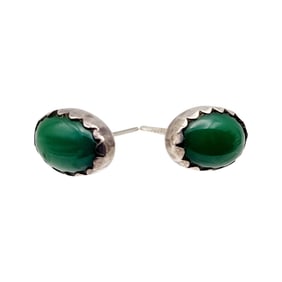 Navajo Sterling Malachite Stud Earrings