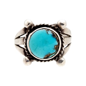Vintage Navajo Sterling Turquoise Ring Sz 5.75
