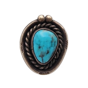 Vintage Navajo Sterling Turquoise Ring Sz 7