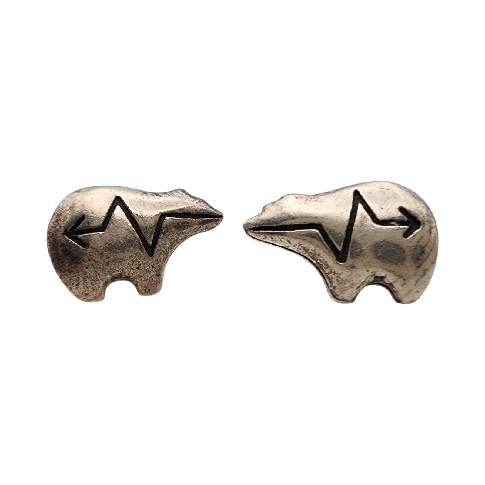 Southwestern Sterling Spirit Bear Stud Earrings: Southwestern Sterling Spirit Bear Stud Earrings, 1.4g