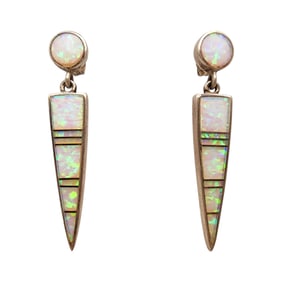 Southwestern Sterling Opal Inlay Earrings