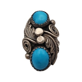 Jamison Kee Navajo Sterling Turquoise Ring Sz 7