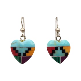 Southwestern Sterling Multistone Inlay Earrings