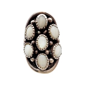Navajo Sterling Mother of Pearl Cluster Ring