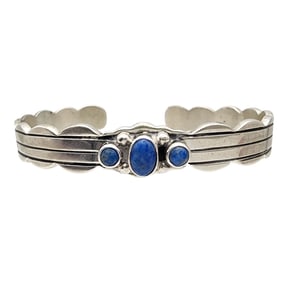 Navajo Sterling Denim Lapis Lazuli Cuff Bracelet