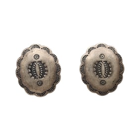 Navajo Sterling Hand Stamped Concho Earrings
