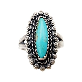 Bell Trading Post Sterling Turquoise Ring Sz 6.5