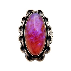 Vintage Southwestern Sterling Stamped Opal Ring Sz 7.25