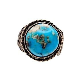 Vintage Navajo Sterling Turquoise Ring Sz 4.75