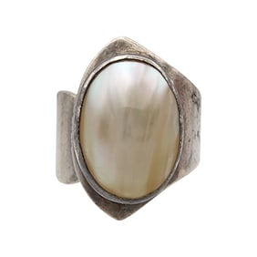 Corbet Joe Navajo Sterling Pearl Adjustable Ring