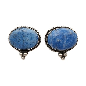Navajo Sterling Denim Lapis Lazuli Earrings