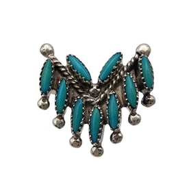 Sterling Turquoise Needlepoint Ring Sz 7.5
