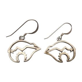 Southwestern Sterling Heartline Bear Earrings