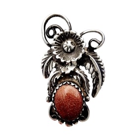 Vintage Navajo Sterling Goldstone Pendant