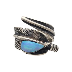 Navajo Sterling Opal Feather Wrap Ring
