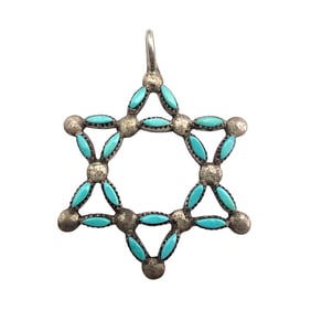 Zuni Sterling Needlepoint Star Pendant