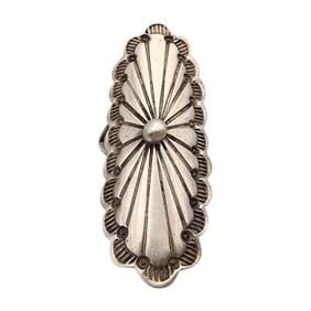 Navajo Sterling Stamped Concho Ring Sz 4.25