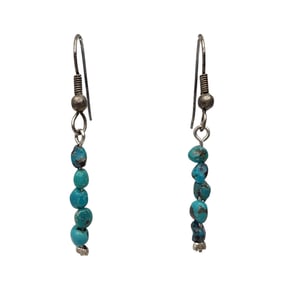 Southwestern Sterling Turquoise Bead Dangle Earrings