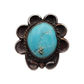 Vintage Navajo Sterling Turquoise Ring Sz 6.5