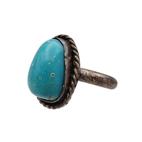 Vintage Navajo Sterling Turquoise Ring Sz 6.5