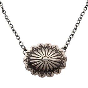 Southwestern Sterling Stamped Concho Necklace
