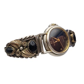 Navajo Sterling Onyx Watch Tips