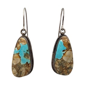 Signed LJ Sterling Turquoise Dangle Earrings