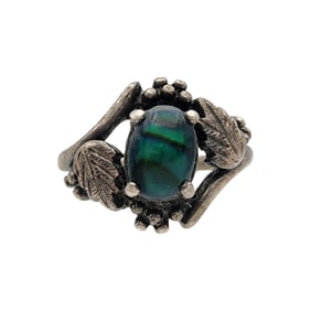 Southwestern Sterling Abalone Ring Sz 6.5