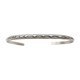 Navajo Sterling Stamped Cuff Bracelet