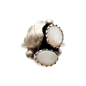 Navajo Sterling Mother of Pearl Ring Sz 4.5