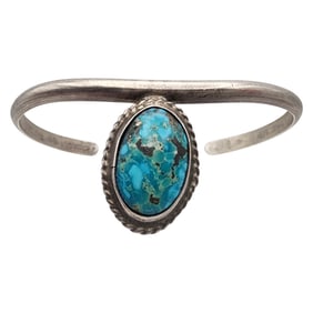 Vintage Navajo Sterling Turquoise Cuff Bracelet