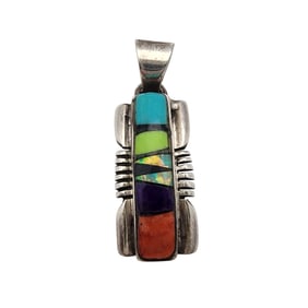 Navajo Sterling Multistone Inlay Pendant