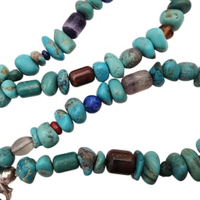 Southwestern Sterling Turquoise Bead Necklace