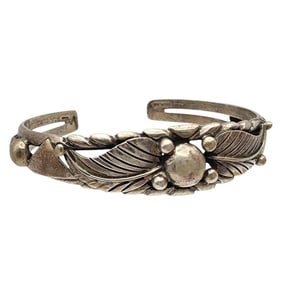 Signed TM Navajo Sterling Silver Cuff Bracelet