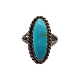 Southwestern Sterling Turquoise Ring Sz 6.5