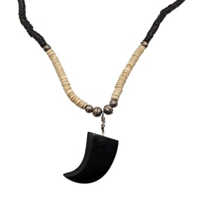 Southwestern Sterling Heishi Claw Necklace