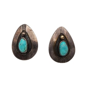 Elsie Yazzie Navajo Sterling Turquoise Earrings