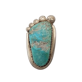 Southwestern Sterling Turquoise Chunk Ring Sz 6.5