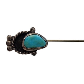 Vintage Navajo Sterling Turquoise Stick Pin